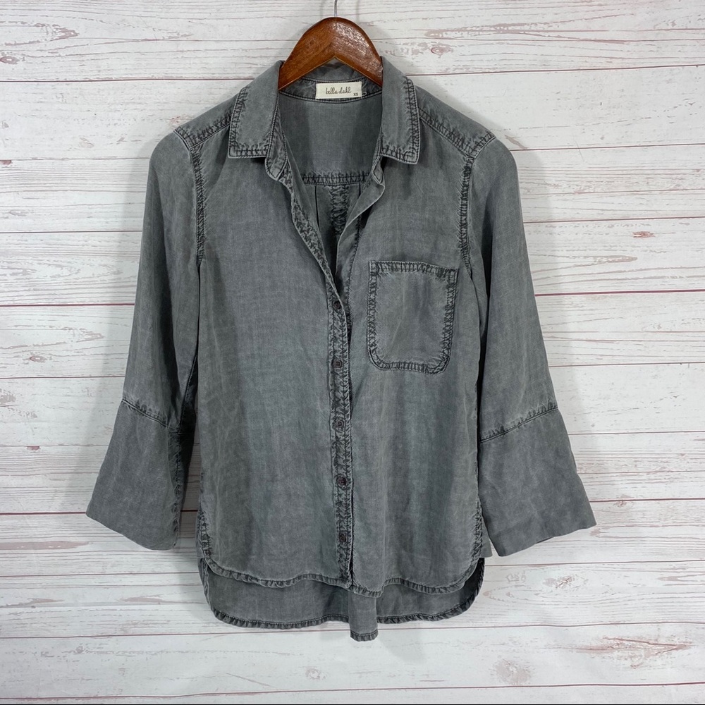 Bella Dahl Shirt Tail Button Down Shirt XS Gray